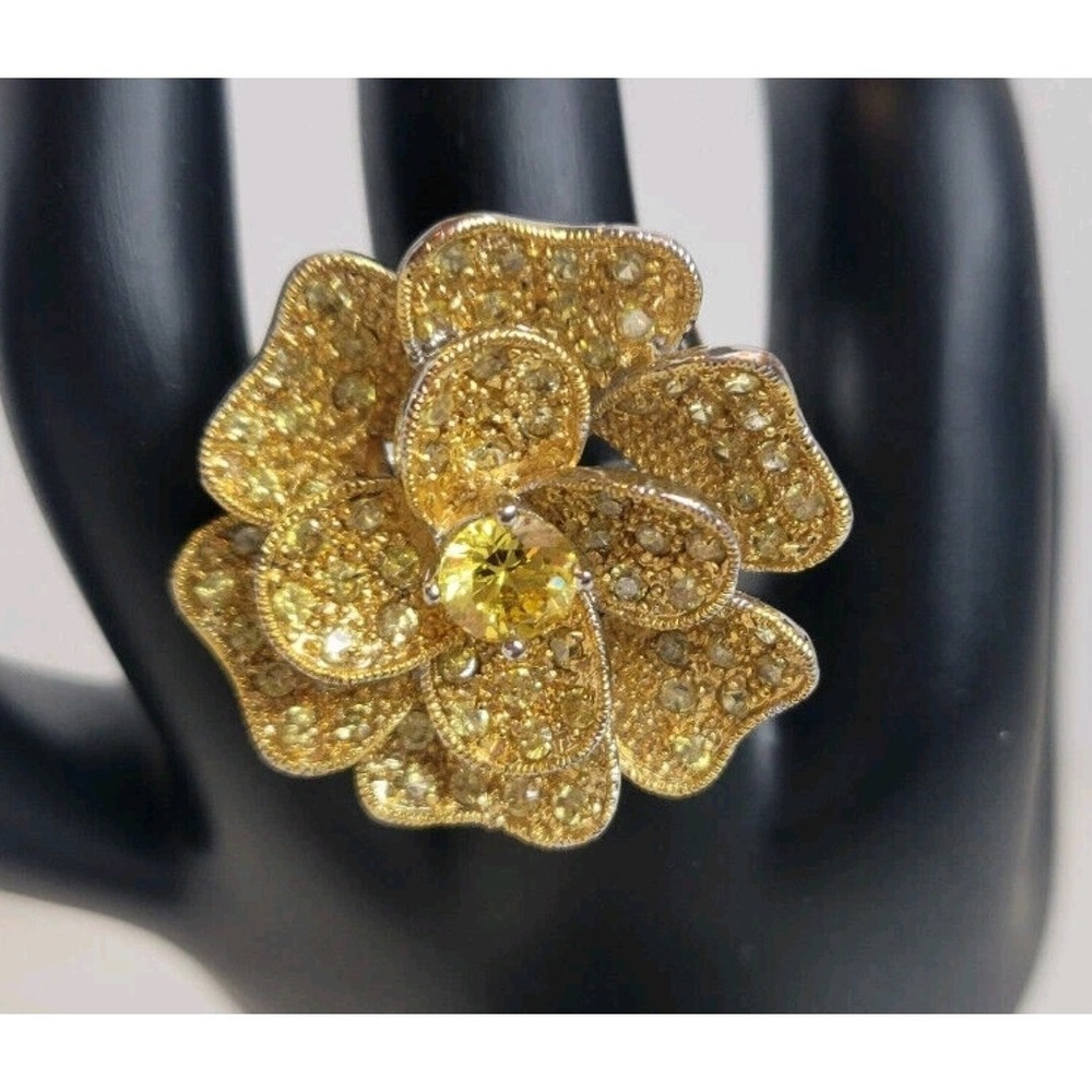 Park Lane Limelight Yellow Flower CZ Ring Size 9 NIB Cocktail